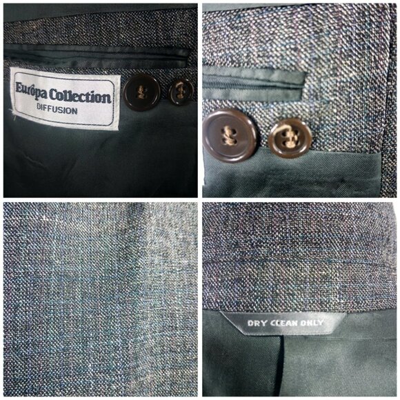 Europa Collection Diffusion 42R Double Breasted Grayish Brown Hopsack 2pc Suit - Picture 5 of 8